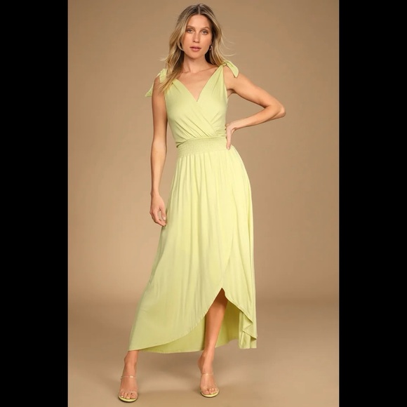 NWT LULUS Sweet and Serene Pale Green Tie-Strap High-Low Dress - Picture 6 of 10